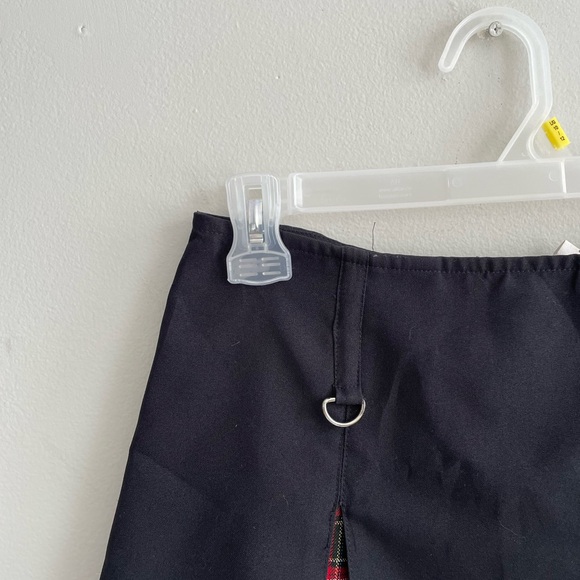 BLACK SKIRT RED PLAID PLEATS INSERTS BACK ZIPPER D RINGS VINTAGE TRACY EVANS - Picture 5 of 11